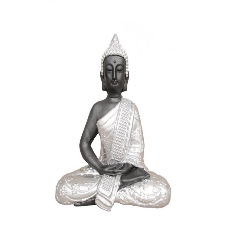 Buda Thai Prata/Preto 32cm
