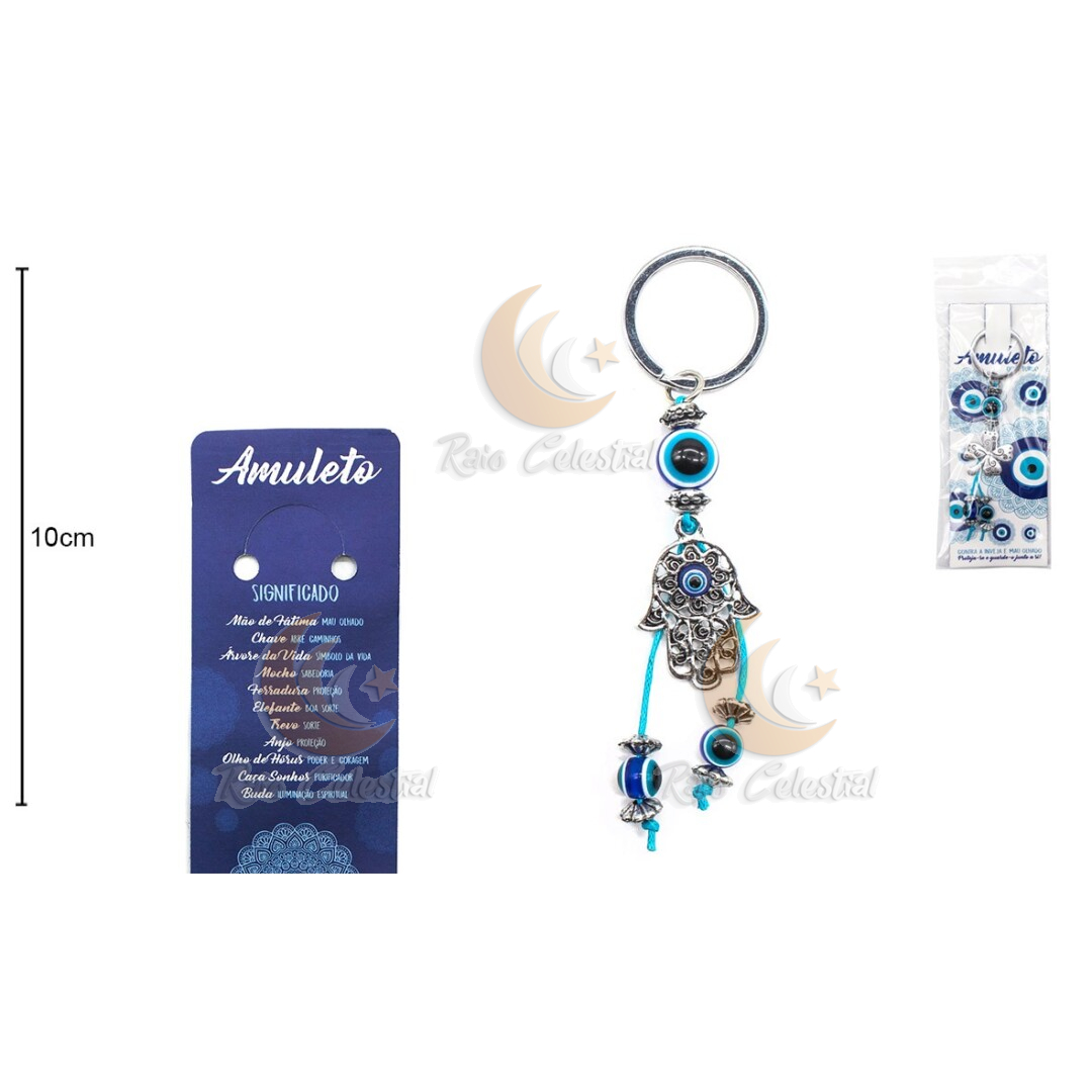 Porta Chaves Olho Turco - Mão de Fatima 2,8x10cm