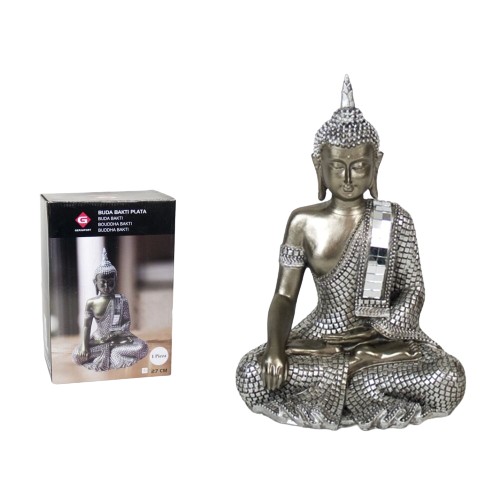 Buda Bakti 27cm Prateado Resina