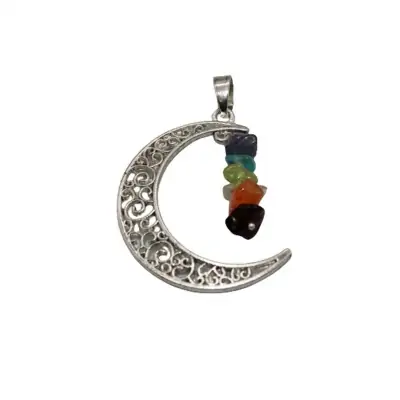 Pend Lua Chakras (c/Banho Prata) 4 cm