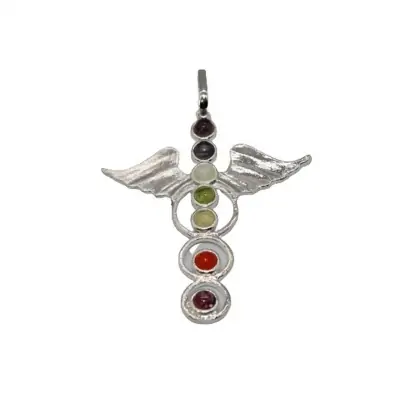 Pend Asas Chakras (c/Banho Prata) 5 cm