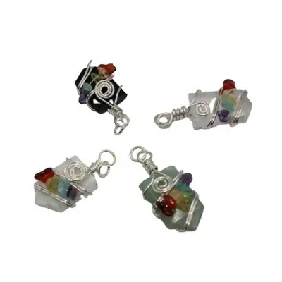 Pend Pontas Chakras (c/Banho Prata) 4 cm