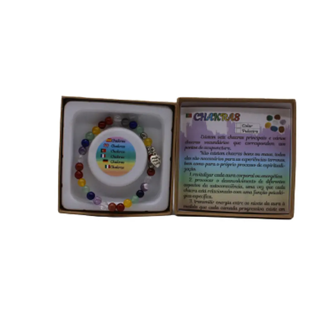 Pulseira 7 chakras c/Pendente Coração