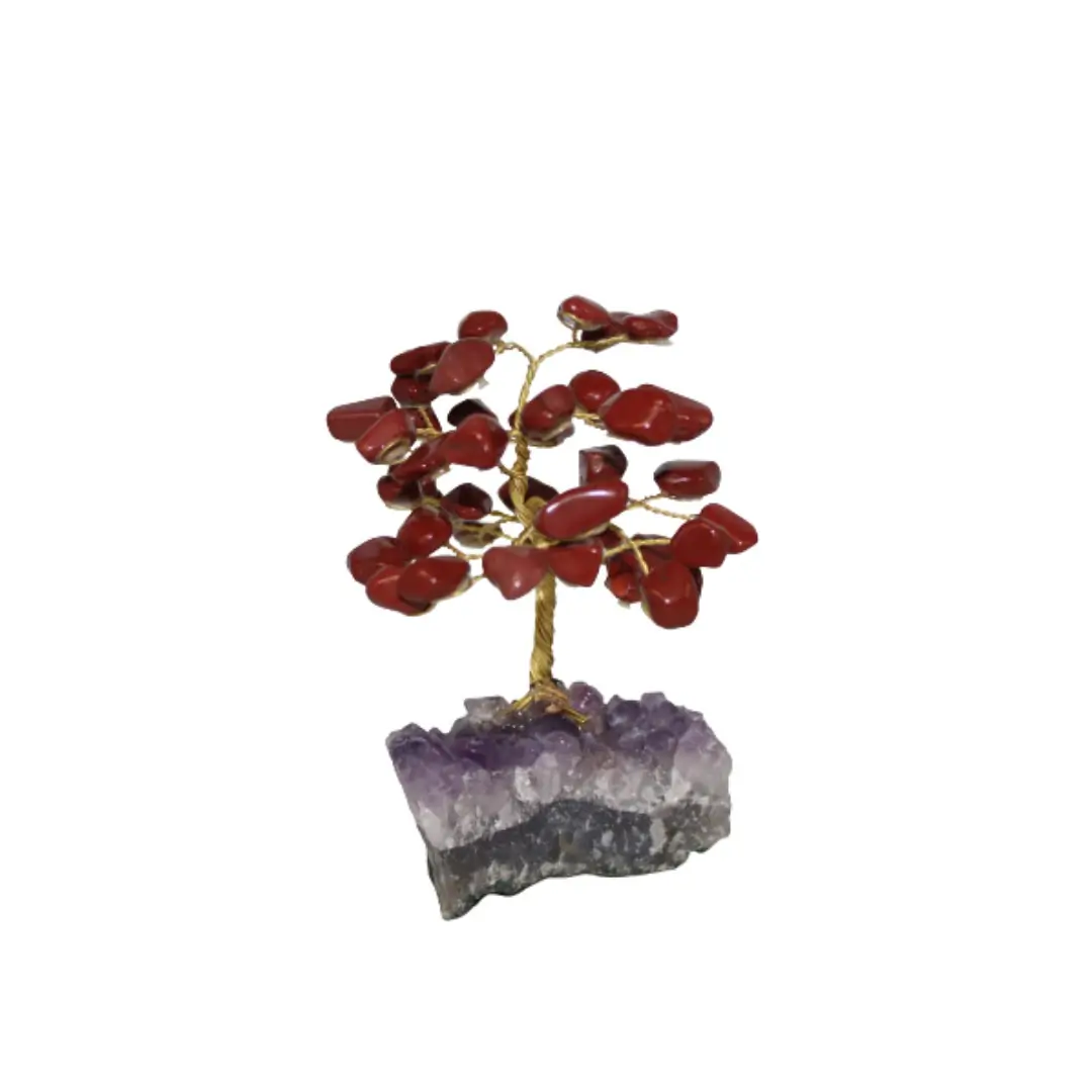 Arvore de Jaspe Vermelho com Base de Ametista 12 cm