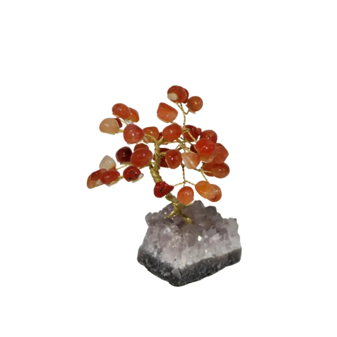 Arvore de Cornalina com Base de Ametista 12 cm