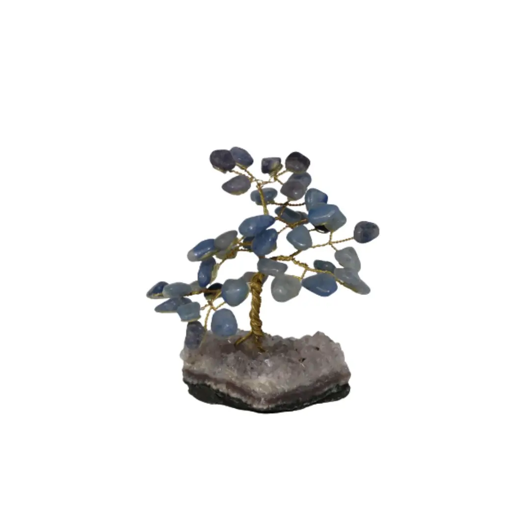 Arvore de Quartzo Azul com Base de Ametista 12 cm