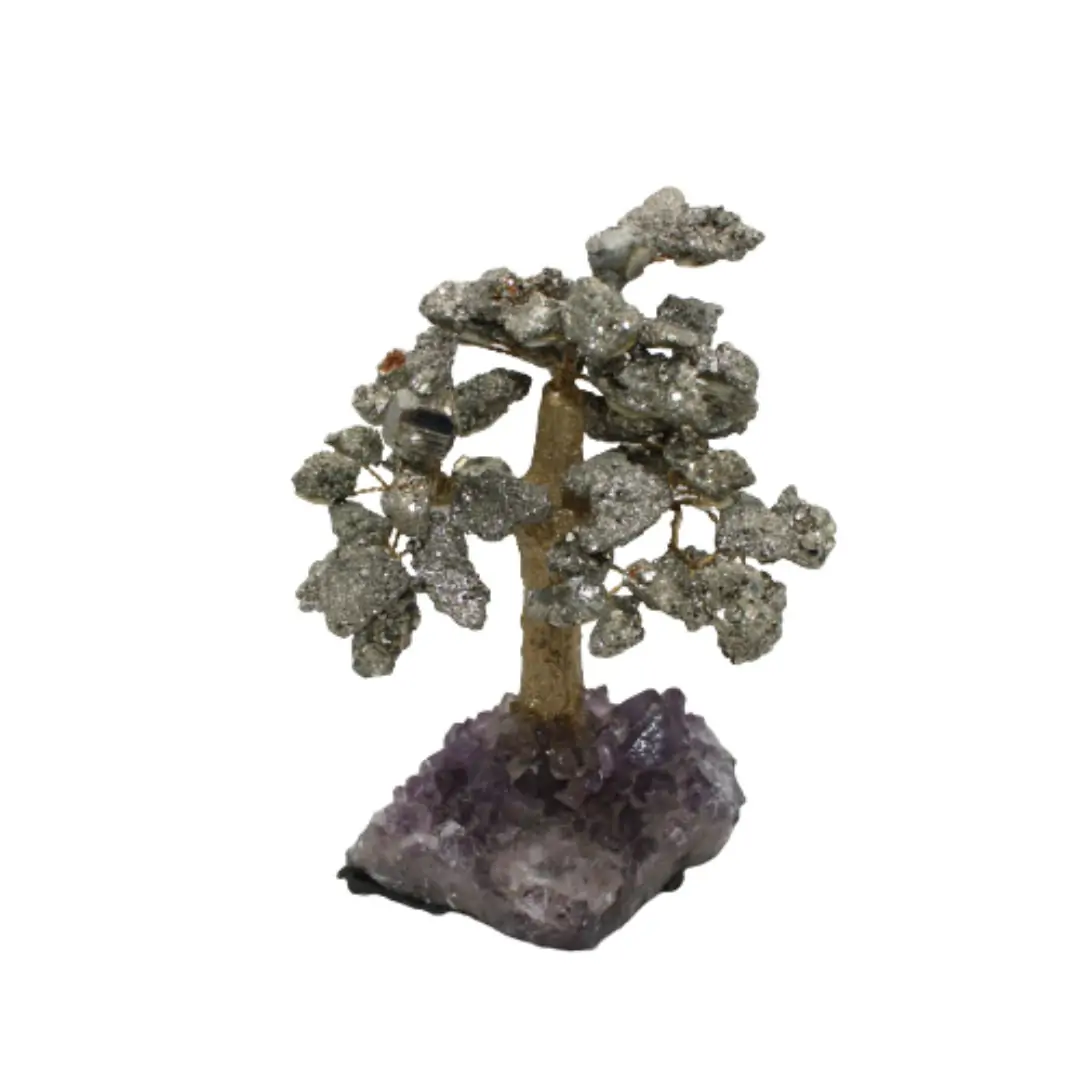Arvore de Pirita c/ Tronco Grosso e Base Ametista