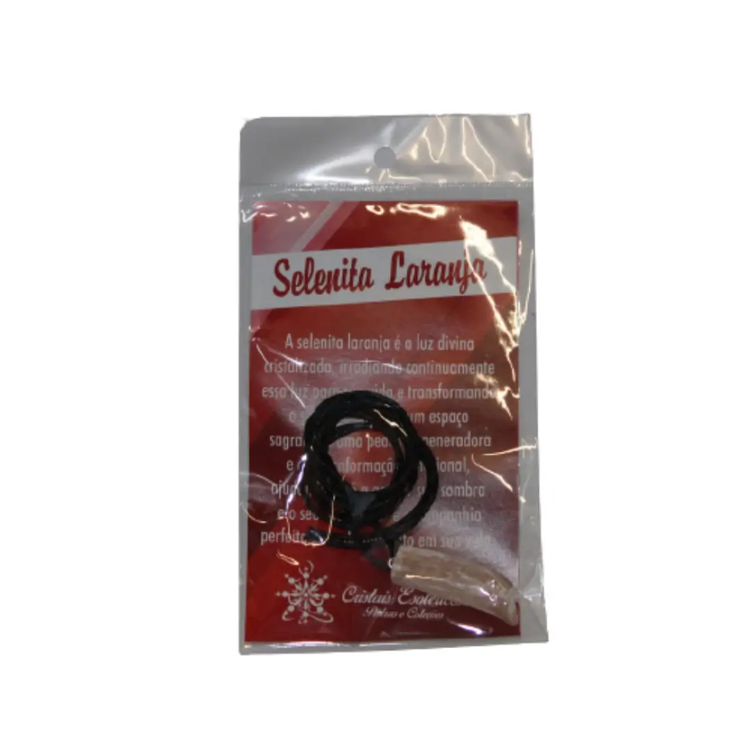 Ping. Bruto de Selenita Laranja c/ Cordão e pagela
