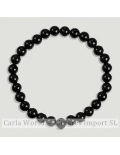 Pulseira Turmalina Negra bola lisa 6mm