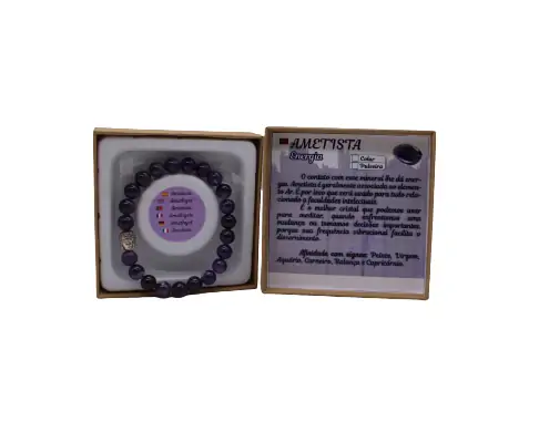 Pulseira Ametista com Pendente Buda