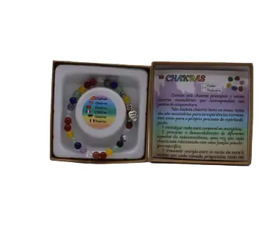 Pulseira 7 chakras com Pendente Coracao