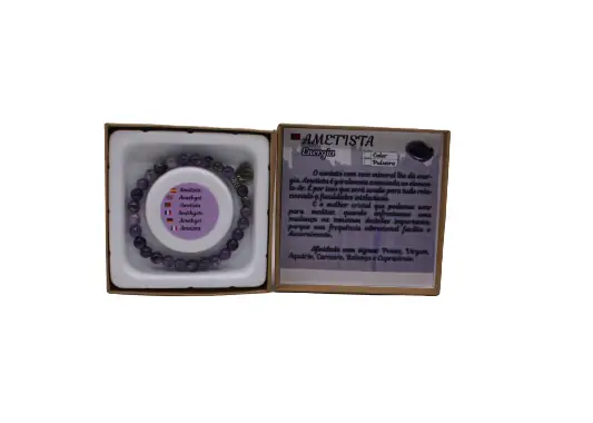 Pulseira Ametista com Pendente Coração