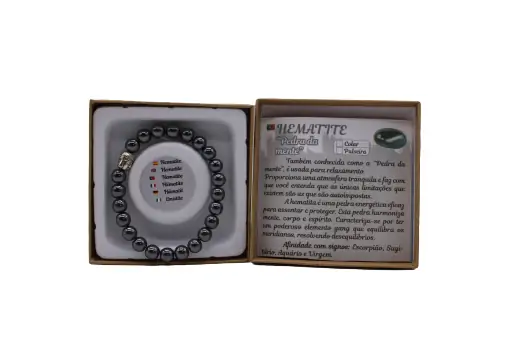 Pulseira Hematite com Pendente Buda 6mm