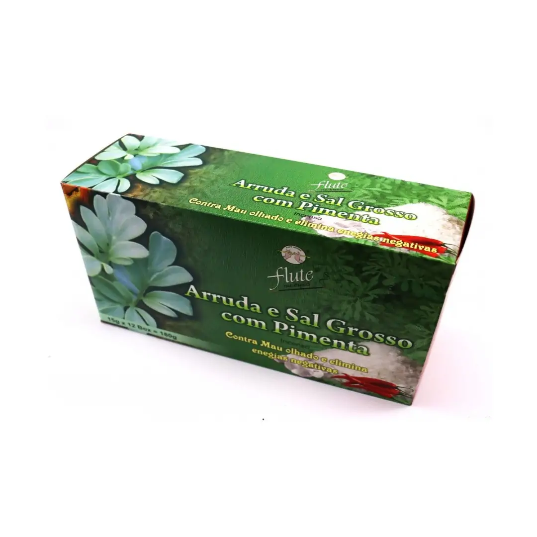 Incenso Flute Arruda e Sal Grosso com Pimenta (und)