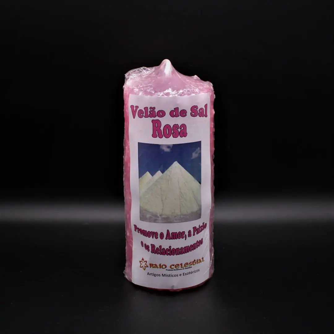 Vela de Sal Rosa 14x6cm