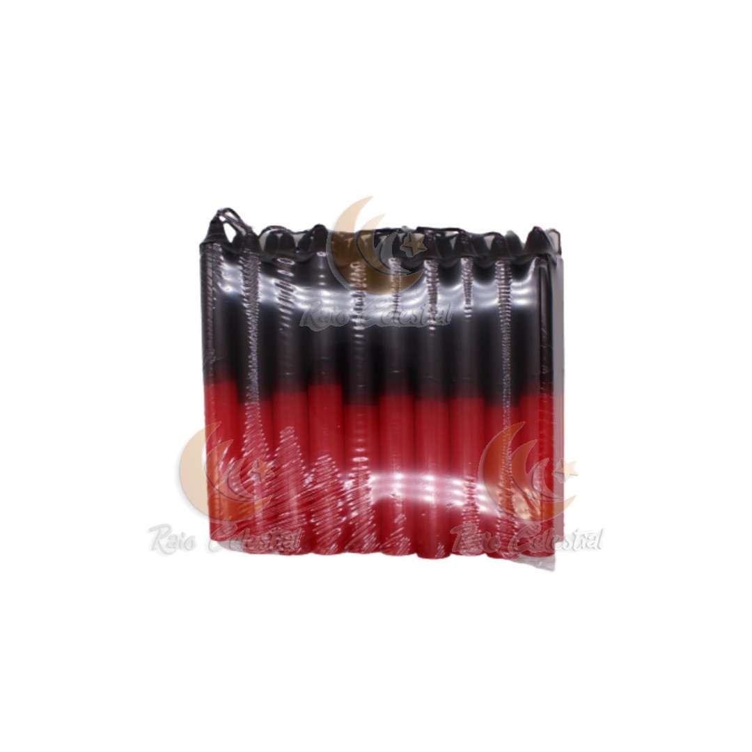 Vela 15x1,5cm Preto/Vermelho (und)
