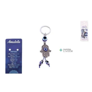 Porta Chaves Olho Turco Mao Fatima 3,1x12cm