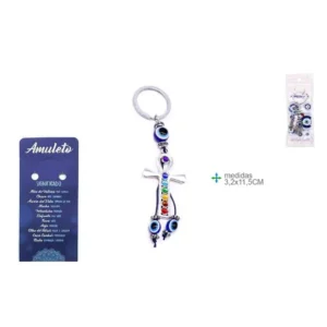 Porta Chaves Olho Turco 7 Chakras Cruz 3,2×11,5cm