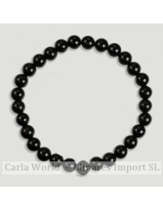 Pulseira Turmalina Negra Bola Lisa 6mm