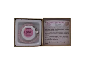 Pulseira Quartzo Rosa c/Pendente Coração