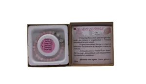 Pulseira Quartzo Rosa c/Pendente Arvore