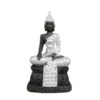 Buda Thai Pedestal Prata/Preto 20cm